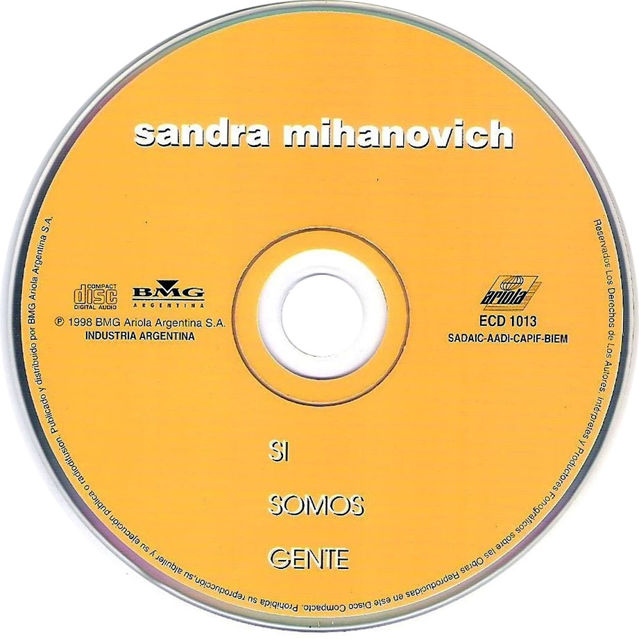 Cartula Cd de Sandra Mihanovich - Si Somos Gente (Ep)