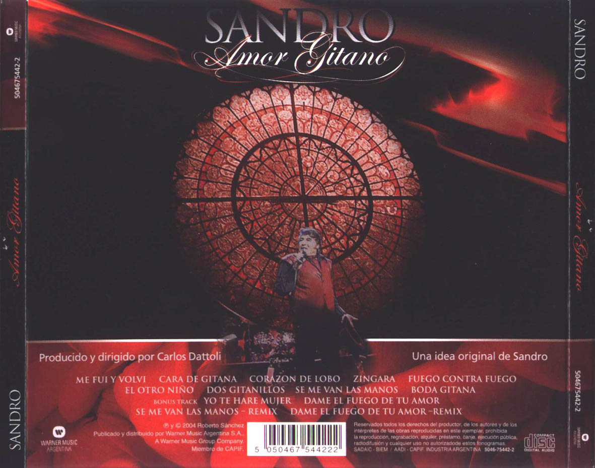 Cartula Trasera de Sandro - Amor Gitano