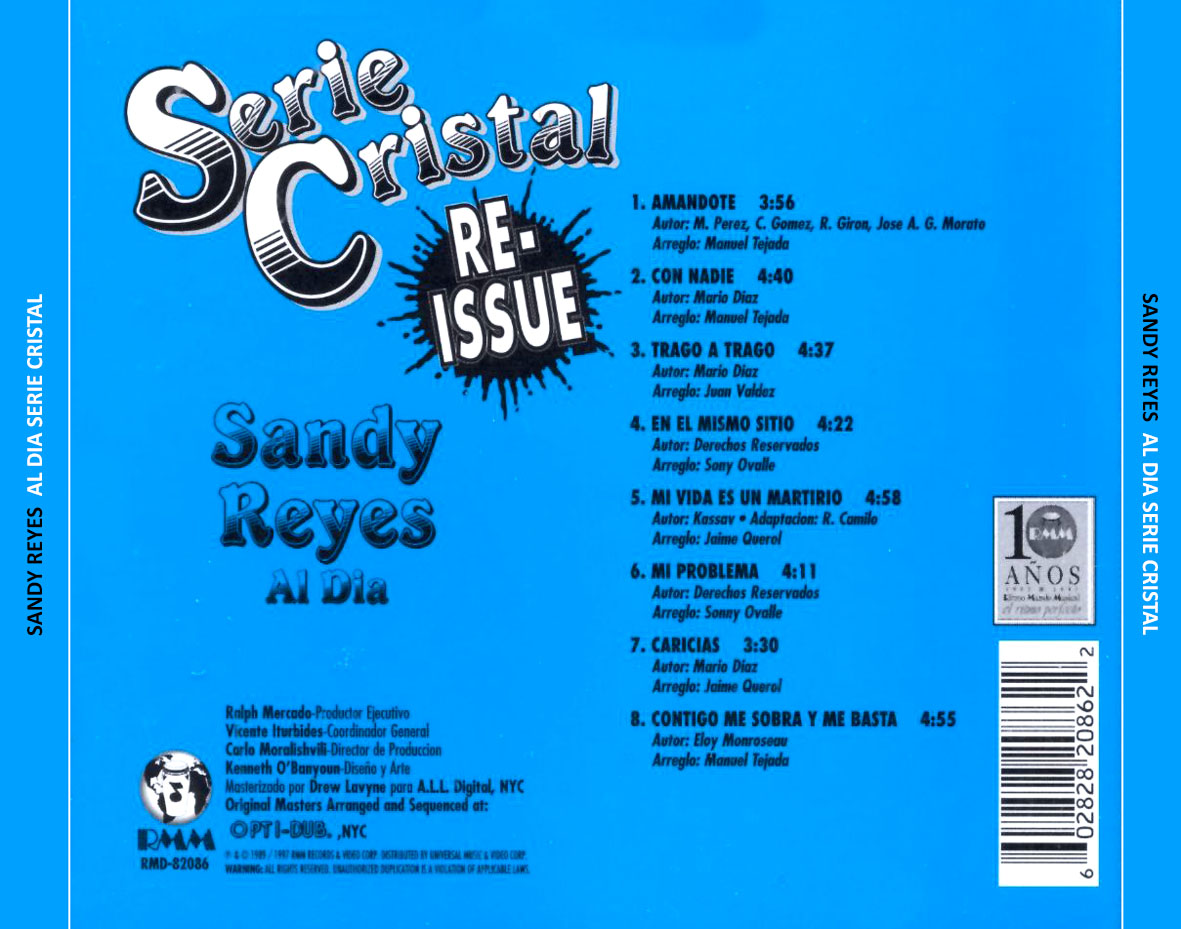 Cartula Trasera de Sandy Reyes - Al Dia (Serie Cristal)