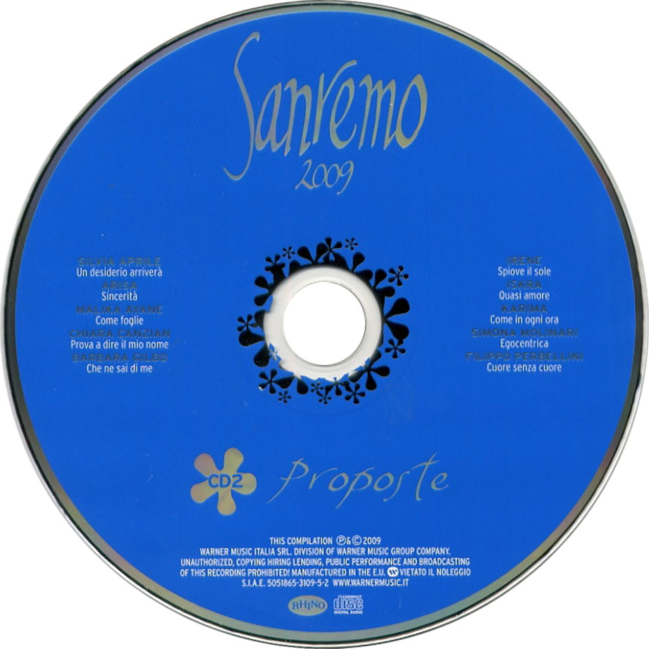 Cartula Cd2 de Sanremo 2009