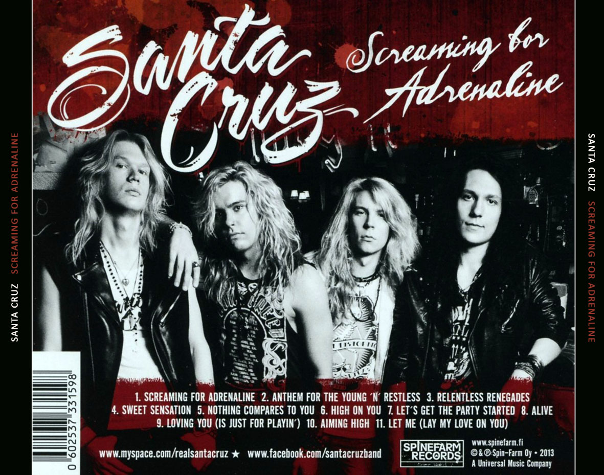 Cartula Trasera de Santa Cruz - Screaming For Adrenaline