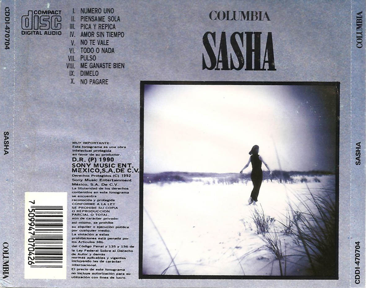 Cartula Trasera de Sasha Sokol - Amor Sin Tiempo