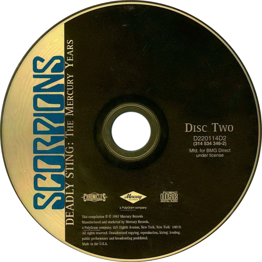 Cartula Cd2 de Scorpions - Deadly Sting: The Mercury Years