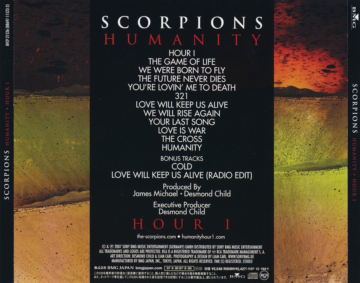 Cartula Trasera de Scorpions - Humanity Hour I (Japan Edition)