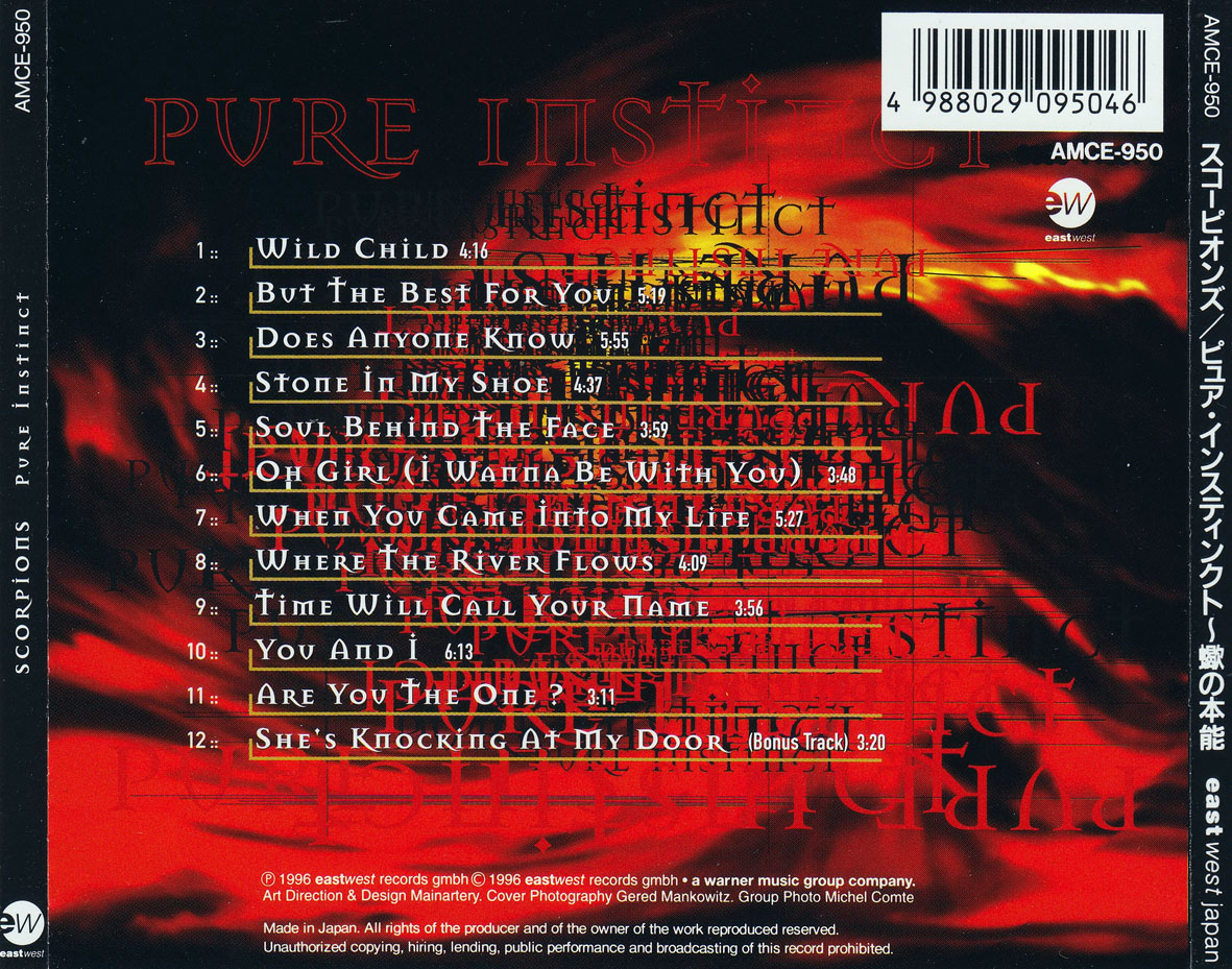 Cartula Trasera de Scorpions - Pure Instinct (Japan Edition)