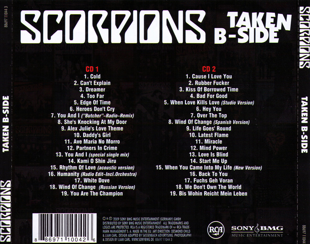 Cartula Trasera de Scorpions - Taken B-Side