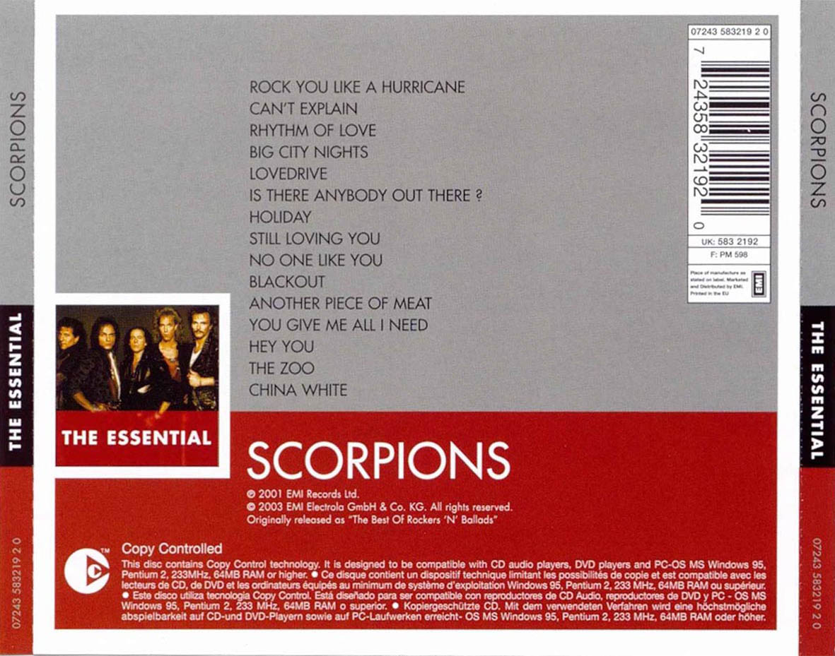 Cartula Trasera de Scorpions - The Essential