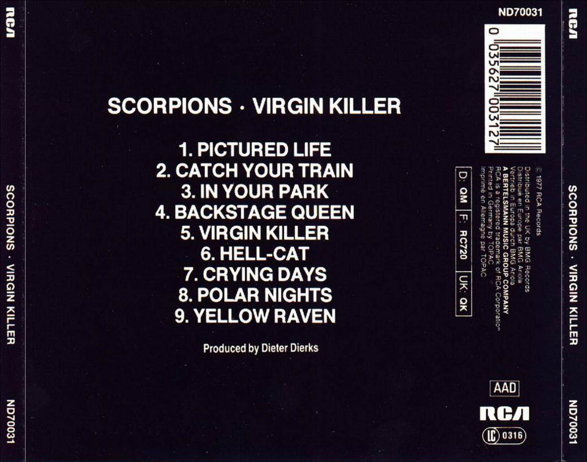 Cartula Trasera de Scorpions - Virgin Killer