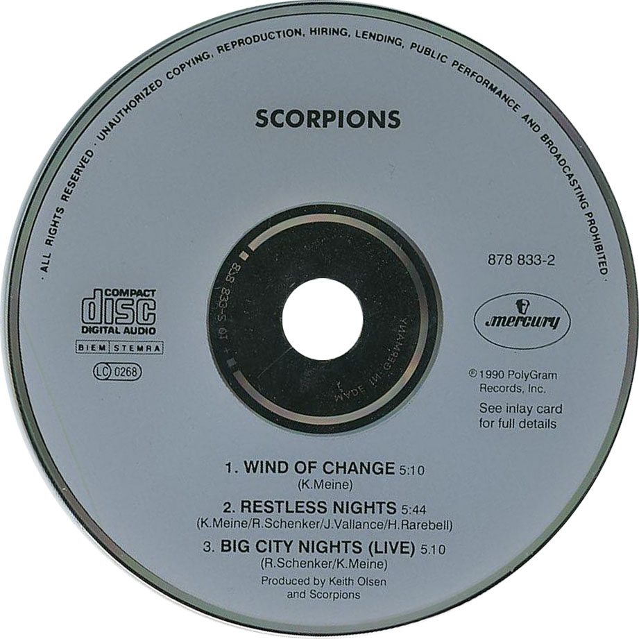 Cartula Cd de Scorpions - Wind Of Change (Cd Single)
