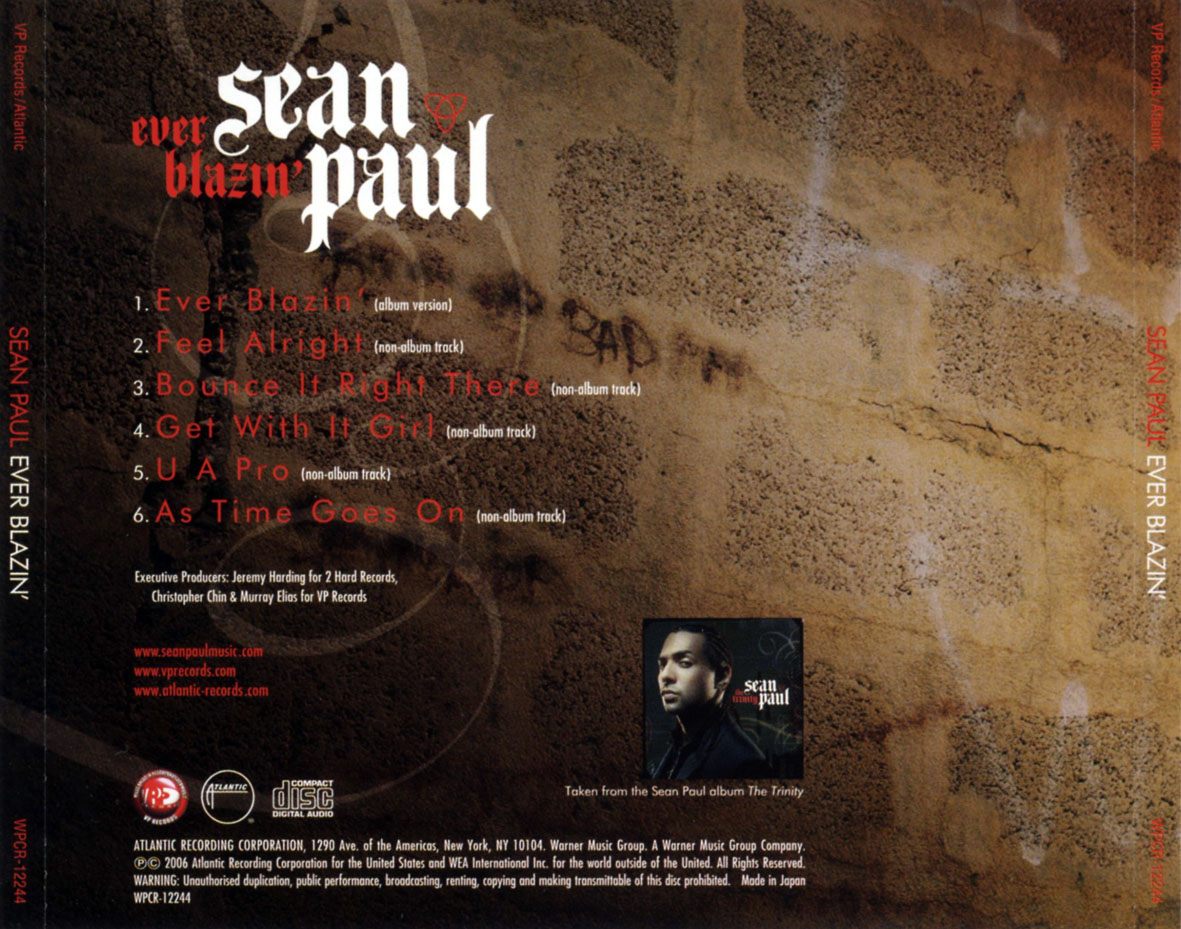 Cartula Trasera de Sean Paul - Ever Blazin' (Cd Single)