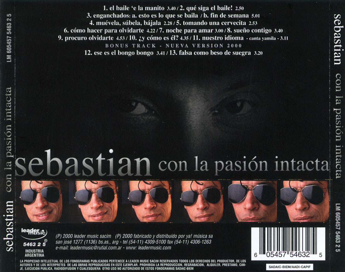 Cartula Trasera de Sebastian - Con La Pasion Intacta