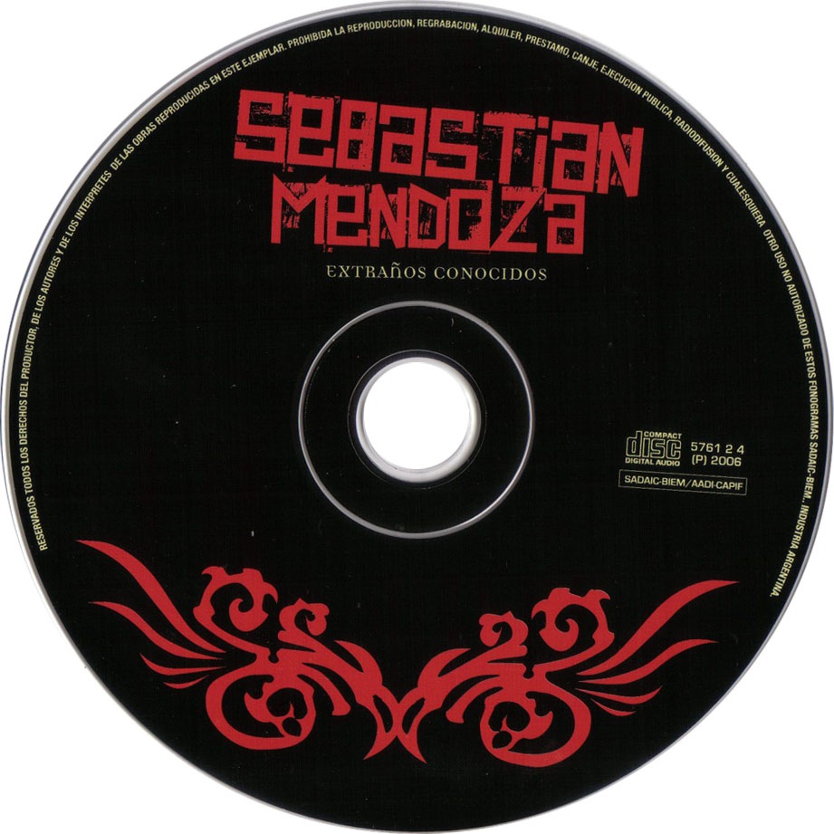 Cartula Cd de Sebastian Mendoza - Extraos Conocidos