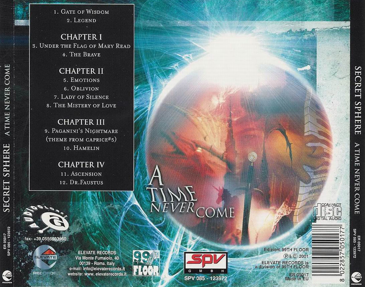 Cartula Trasera de Secret Sphere - A Time Never Come