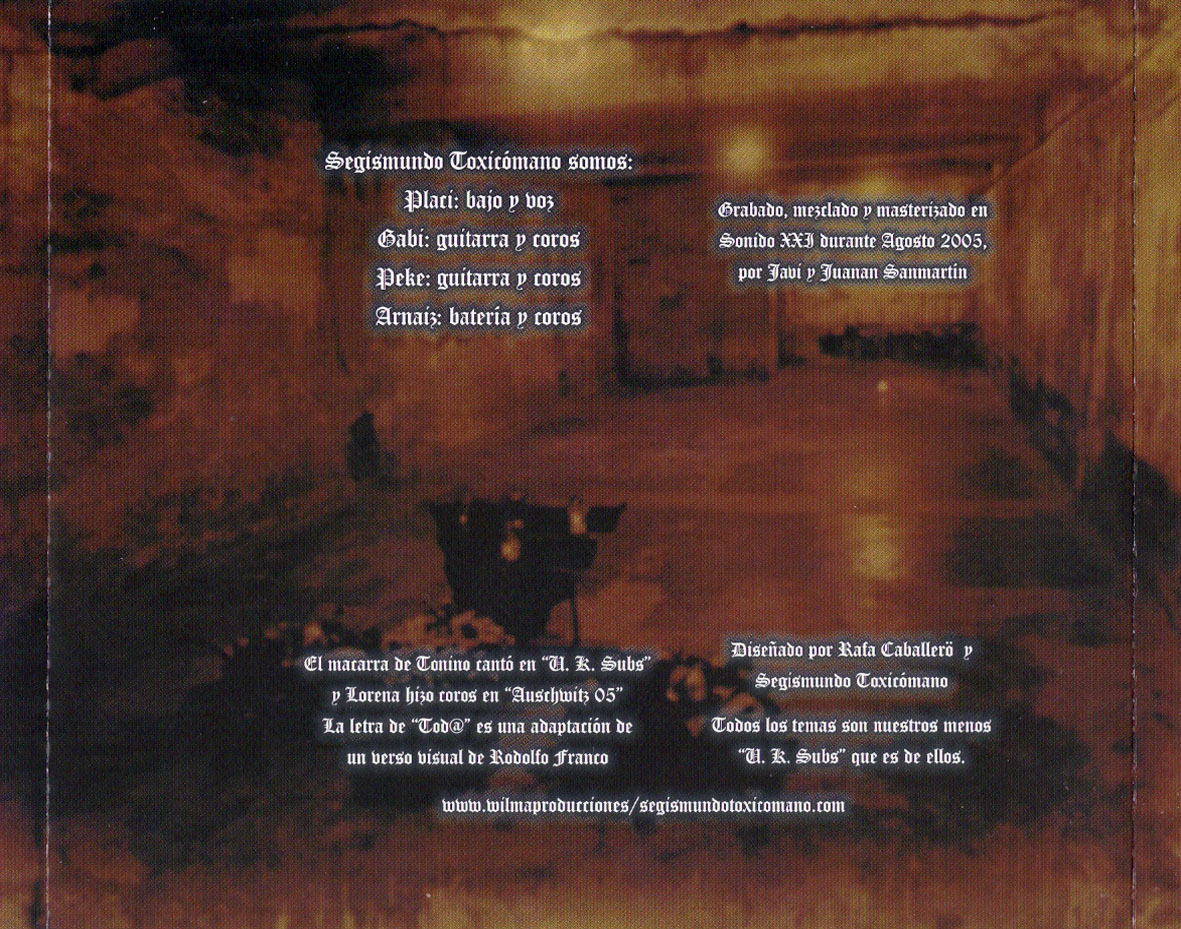 Cartula Interior Trasera de Segismundo Toxicomano - Auschwitz 05