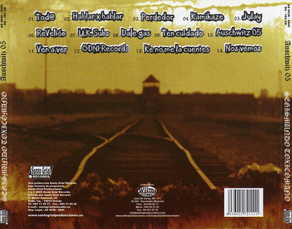 Cartula Trasera de Segismundo Toxicomano - Auschwitz 05