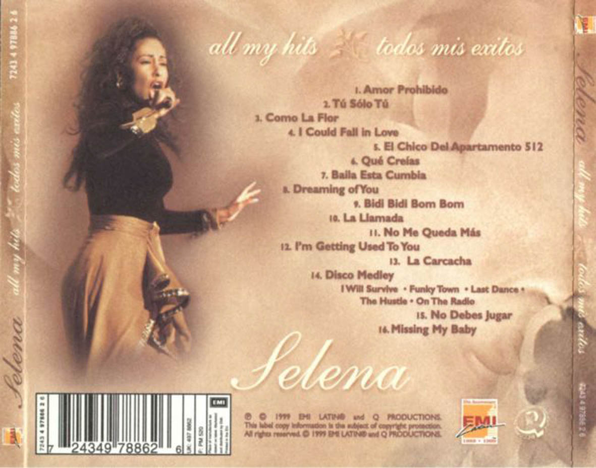 Cartula Trasera de Selena - All My Hits Todos Mis Exitos