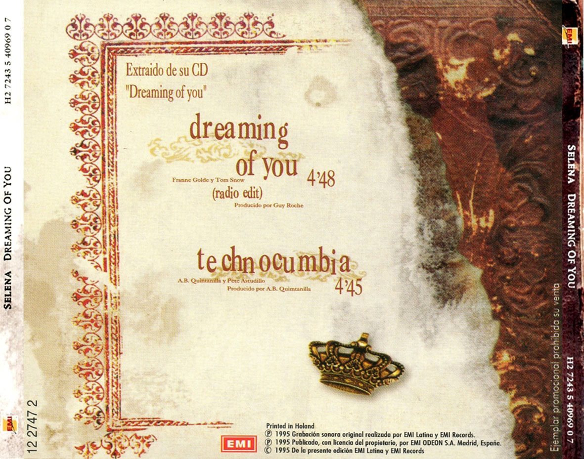 Cartula Trasera de Selena - Dreaming Of You (Cd Single)