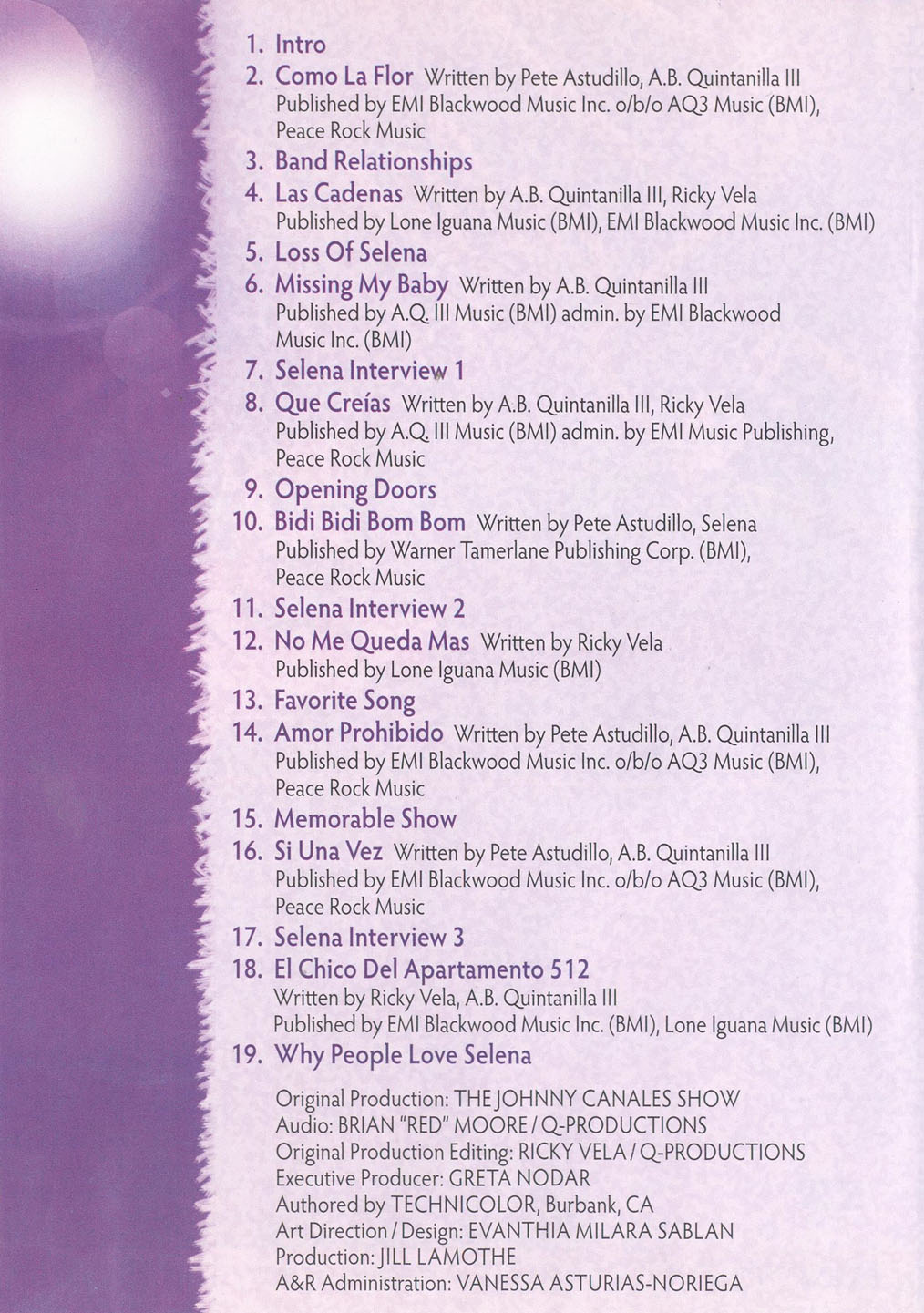 Cartula Interior Frontal de Selena - Performances (Dvd)