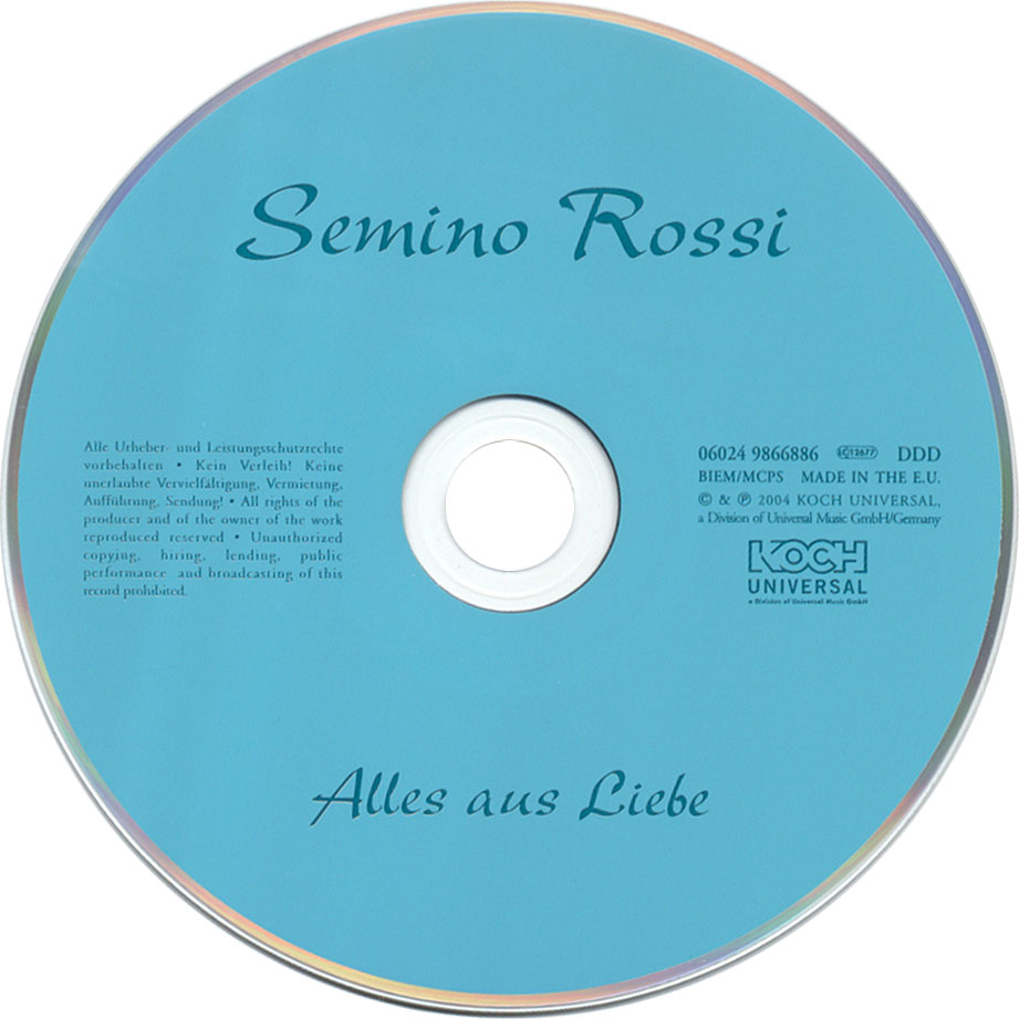 Cartula Cd de Semino Rossi - Alles Aus Liebe