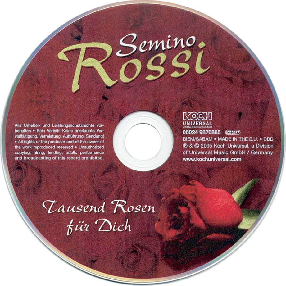 Cartula Cd de Semino Rossi - Tausend Rosen Fr Dich