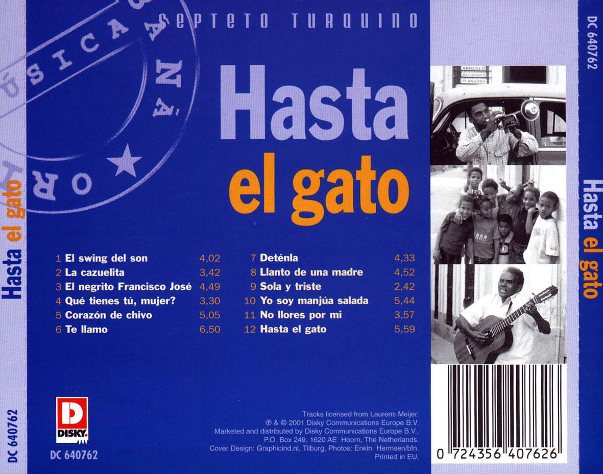 Cartula Trasera de Septeto Turquino - Hasta El Gato