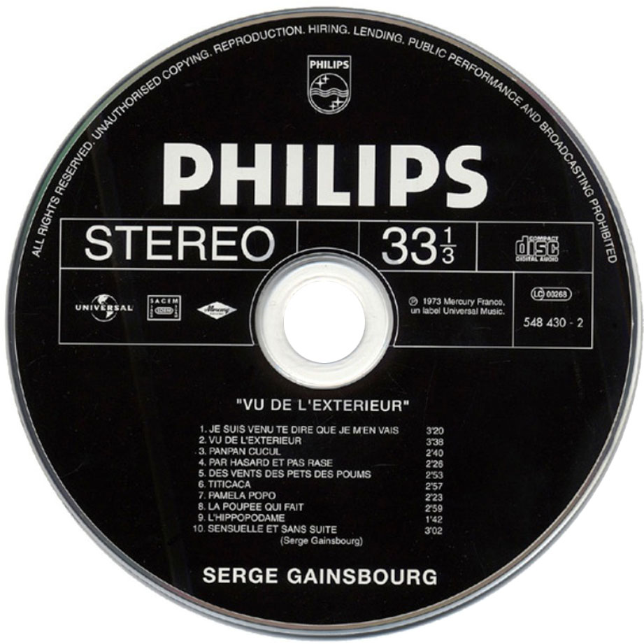 Cartula Cd de Serge Gainsbourg - Vu De L'exterieur