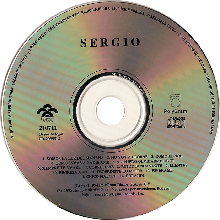 Cartula Cd de Sergio - Sergio