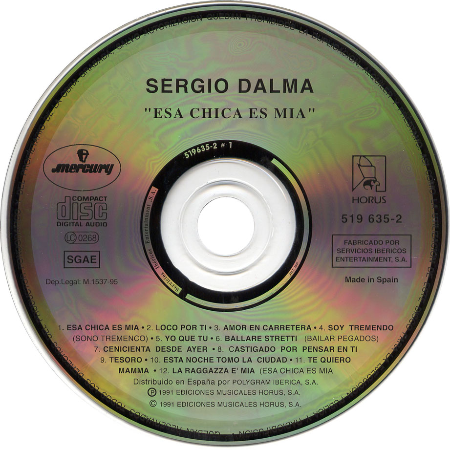 Cartula Cd de Sergio Dalma - Esa Chica Es Mia (1991)