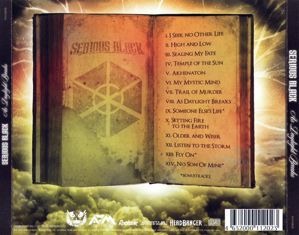 Cartula Trasera de Serious Black - As Daylight Breaks (Limited Edition)