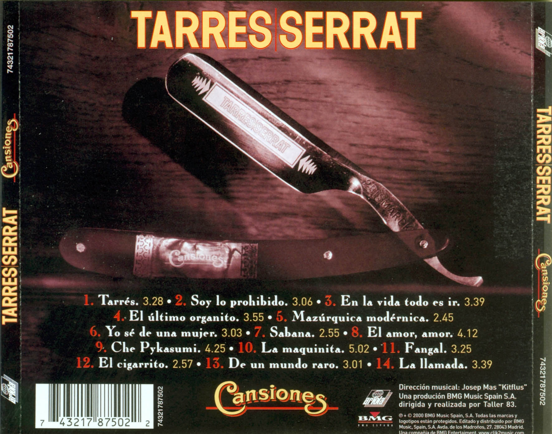 Cartula Trasera de Serrat - Cansiones