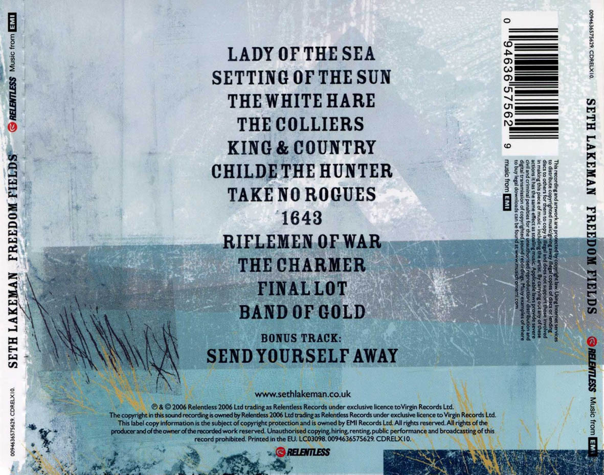 Cartula Trasera de Seth Lakeman - Freedom Fields