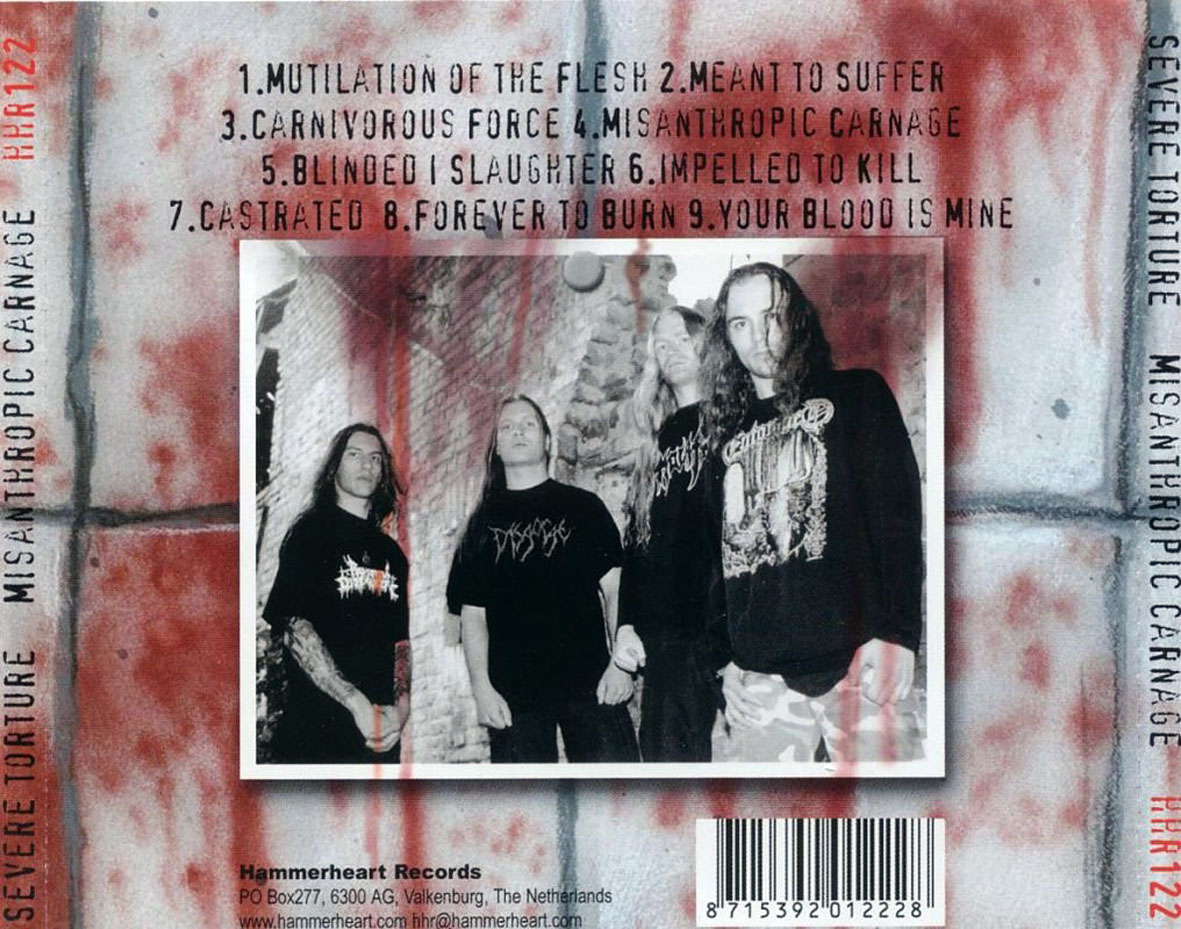 Cartula Trasera de Severe Torture - Misanthropic Carnage