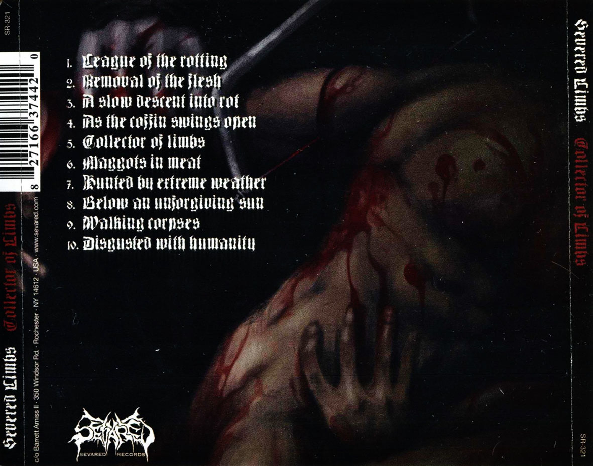 Cartula Trasera de Severed Limbs - Collector Of Limbs