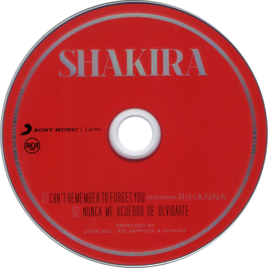 Cartula Cd de Shakira - Can't Remember To Forget You (Featuring Rihanna) (Cd Single)