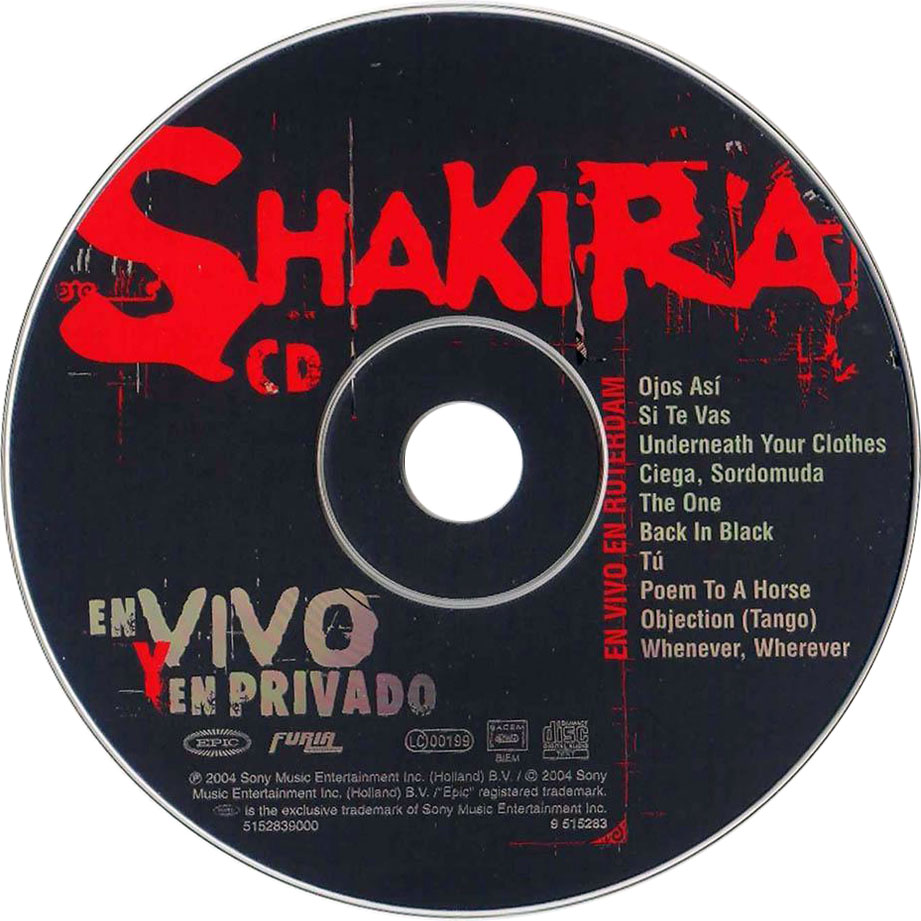 Cartula Cd de Shakira - En Vivo Y En Privado