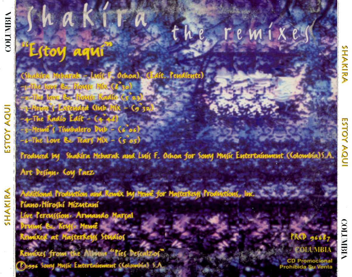 Cartula Trasera de Shakira - Estoy Aqui (The Remixes) (Cd Single)