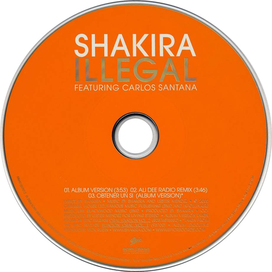 Cartula Cd de Shakira - Illegal / Obtener Un Si (Cd Single)