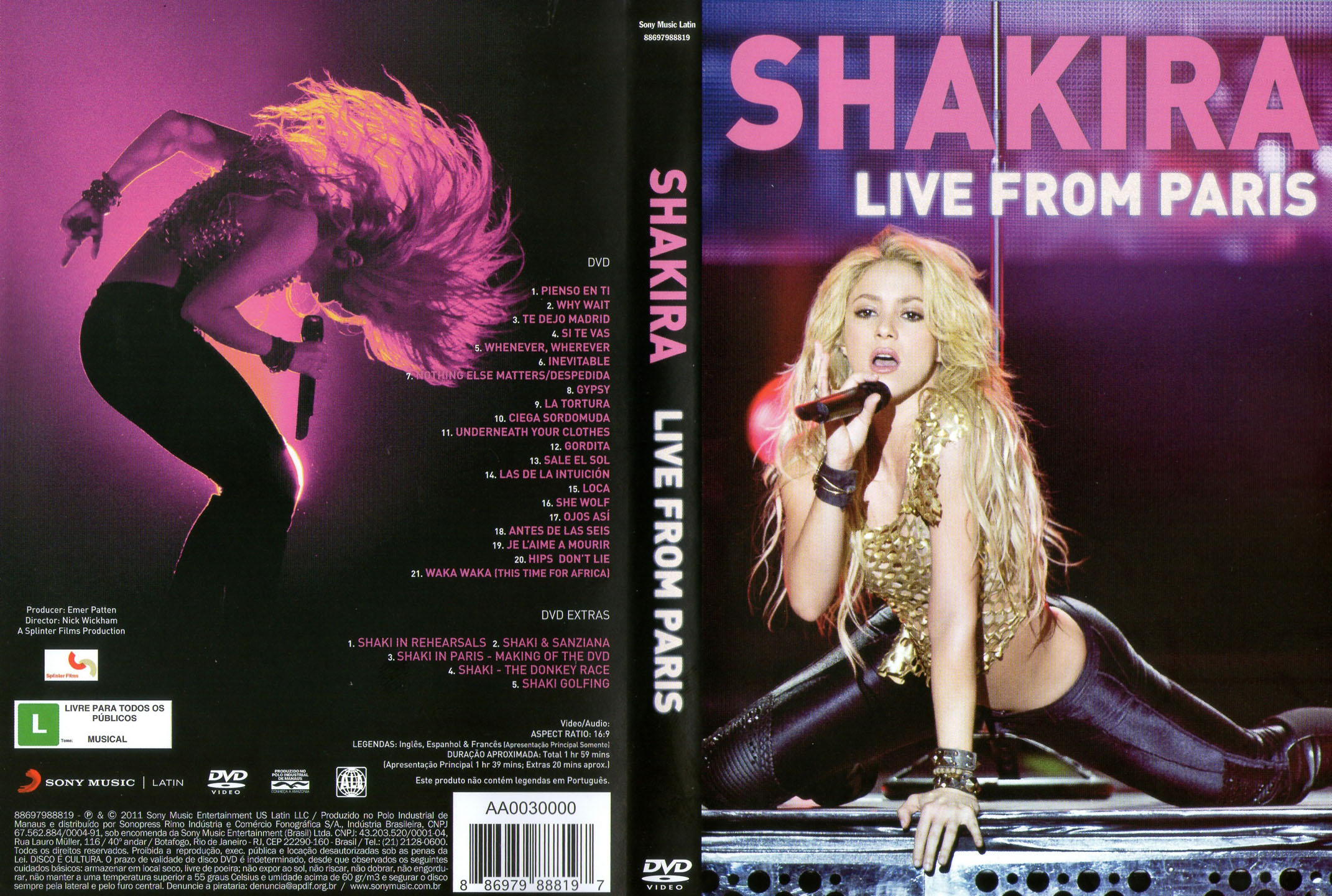 Cartula Caratula de Shakira - Live From Paris (Dvd)