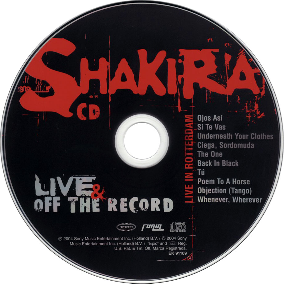 Cartula Cd de Shakira - Live & Off The Record (Dvd)