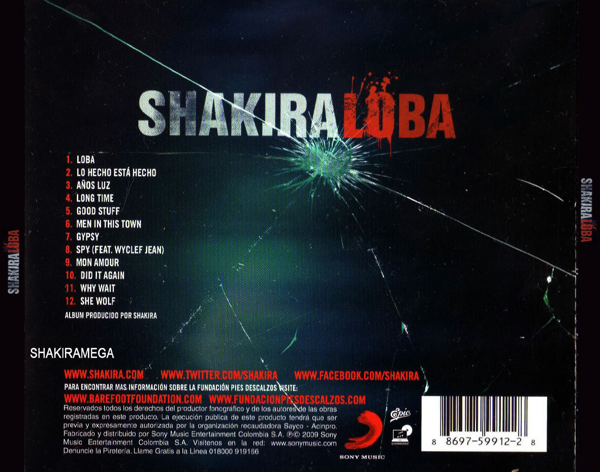 Cartula Trasera de Shakira - Loba