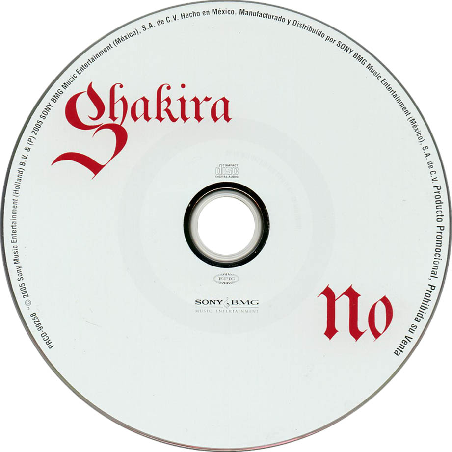 Cartula Cd de Shakira - No (Cd Single)