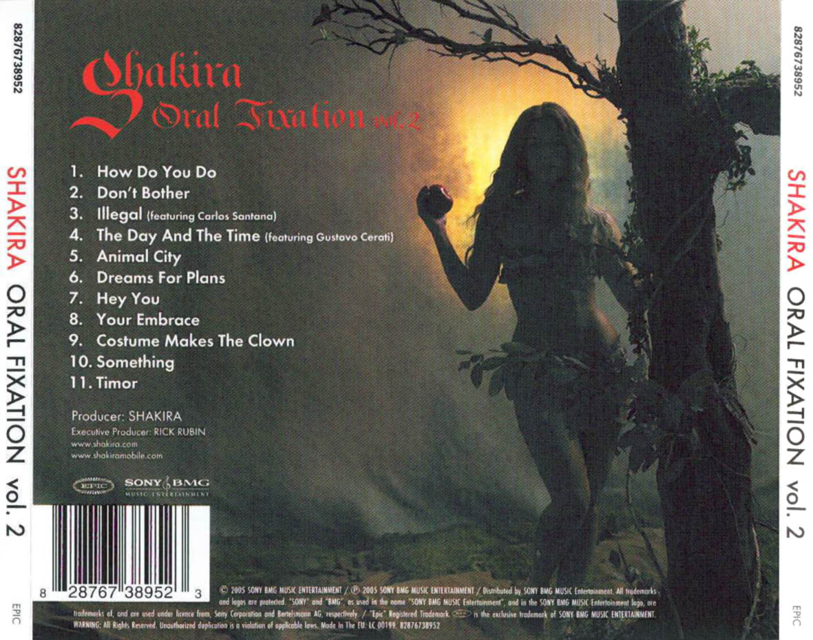 Cartula Trasera de Shakira - Oral Fixation Volume 2