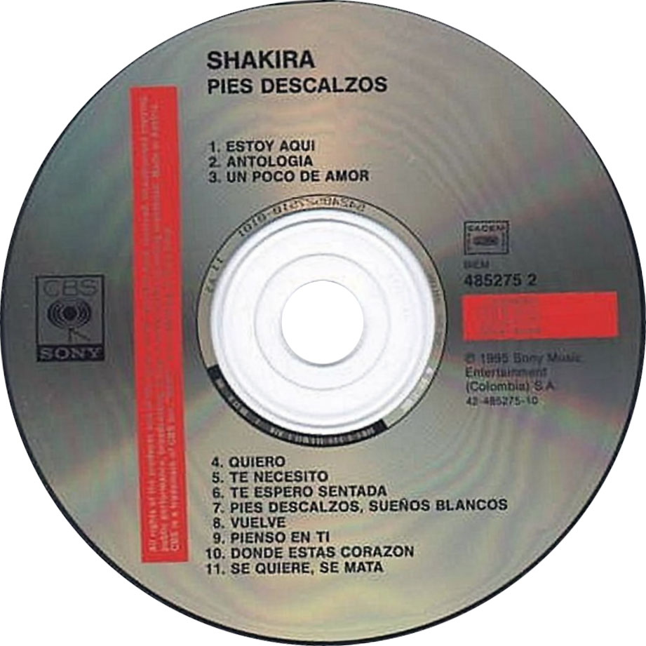 Cartula Cd de Shakira - Pies Descalzos