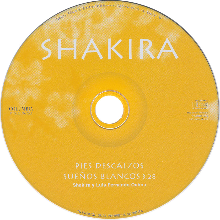Cartula Cd de Shakira - Pies Descalzos (Cd Single)