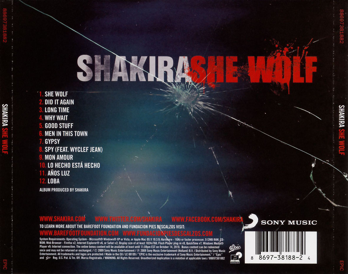 Cartula Trasera de Shakira - She Wolf