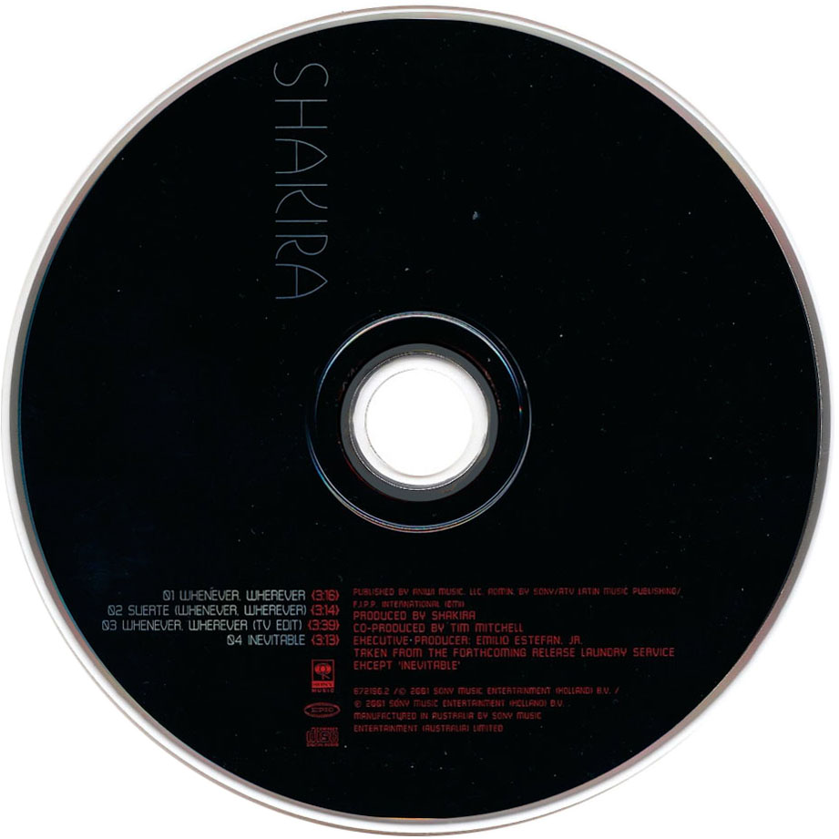 Cartula Cd de Shakira - Suerte / Whenever, Wherever (Cd Single)