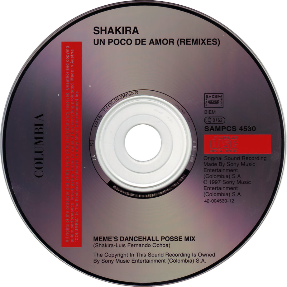 Cartula Cd de Shakira - Un Poco De Amor (Remixes) (Cd Single)
