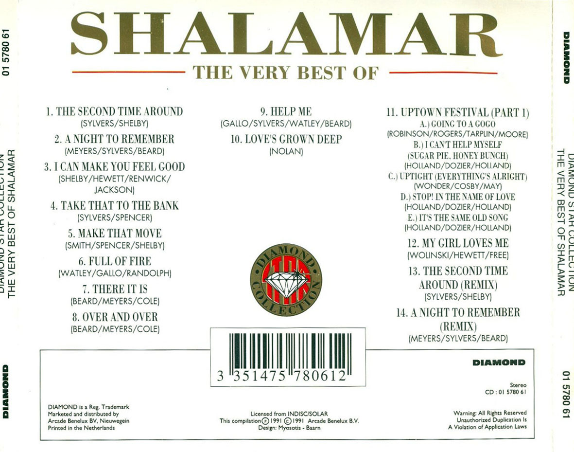 Cartula Trasera de Shalamar - The Very Best Of Shalamar