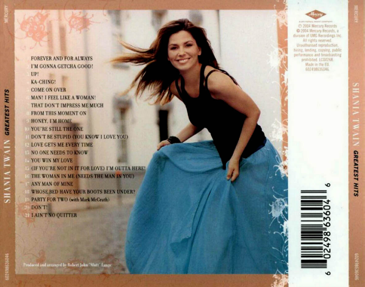 Cartula Trasera de Shania Twain - Greatest Hits