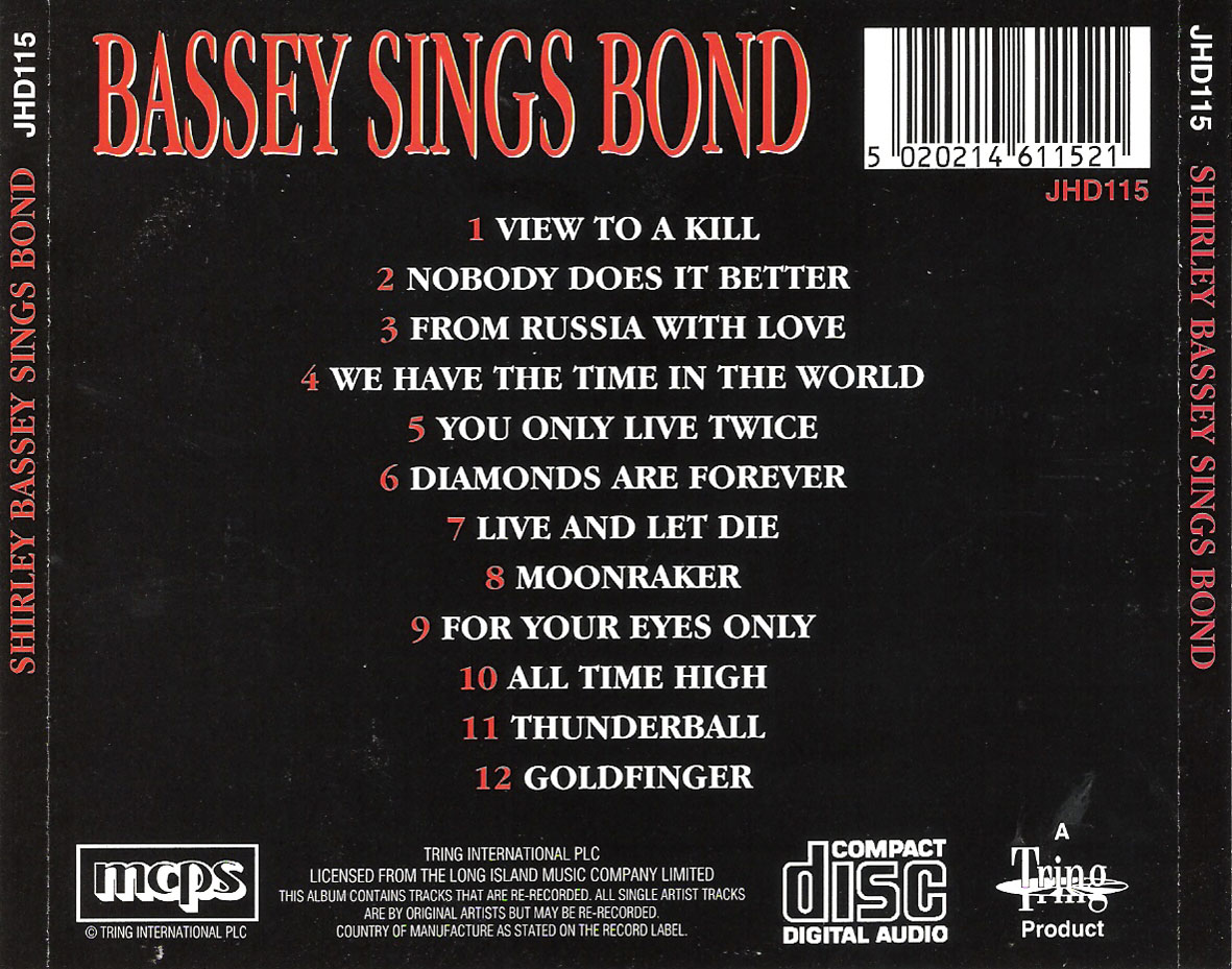 Cartula Trasera de Shirley Bassey - Bassey Sings Bond